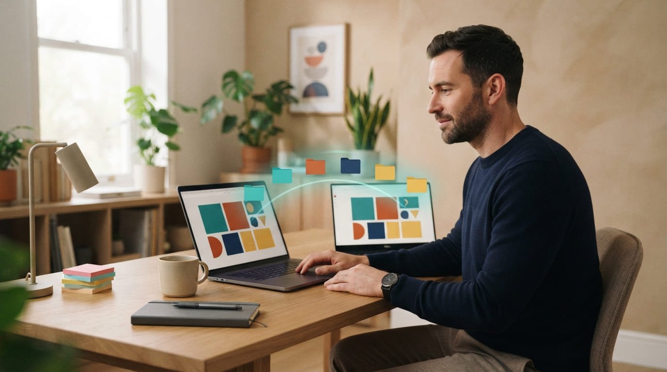 Emprendedor organizando la mudanza de sus productos digitales a una nueva plataforma