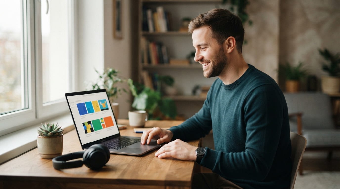 Emprendedor creando su primer curso en línea con el plan gratis de Systeme.io