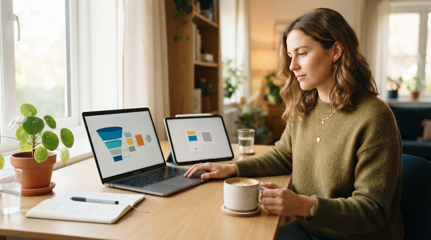 Systeme.io vs Gumroad: creadora comparando dos formas de vender sus productos digitales